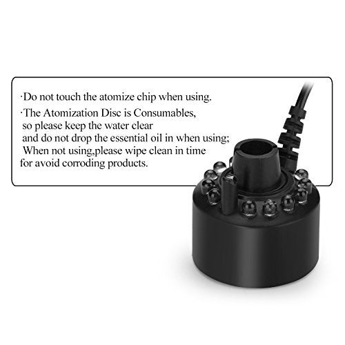 AGPTEK Mist Maker Fogger Water Fountain Pond Fog Machine Atomizer Air Humidifier with 12 LED Light Color Change for Office Home Room Car, Black - Image 4