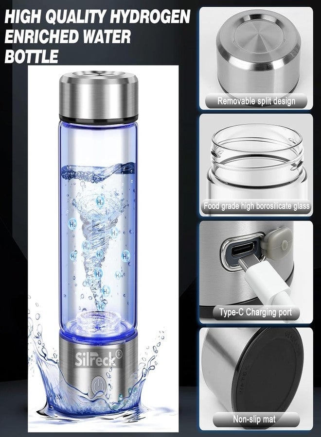 Silreck 2025 Premium Hydrogen Water Bottle - 450ml | Up to 4000 PPB | Mineral Water Bottle Compatible & Portable Hydrogen Generator | BPA-Free Hydrogen Bottle Rechargeable with Cleaning Brush - Image 2