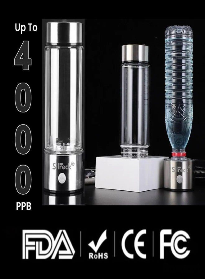 Silreck 2025 Premium Hydrogen Water Bottle - 450ml | Up to 4000 PPB | Mineral Water Bottle Compatible & Portable Hydrogen Generator | BPA-Free Hydrogen Bottle Rechargeable with Cleaning Brush - Image 4