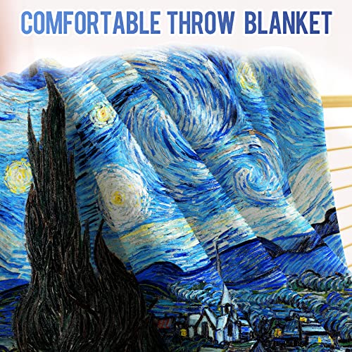 Levens The Starry Night Throw Blanket, Abstract Theme Decor for Couch Bed Sofa Travelling Camping, Birthday Christmas Soft Cozy Lightweight Flannel Fleece Blankets for Kids 50"x60" - Image 3