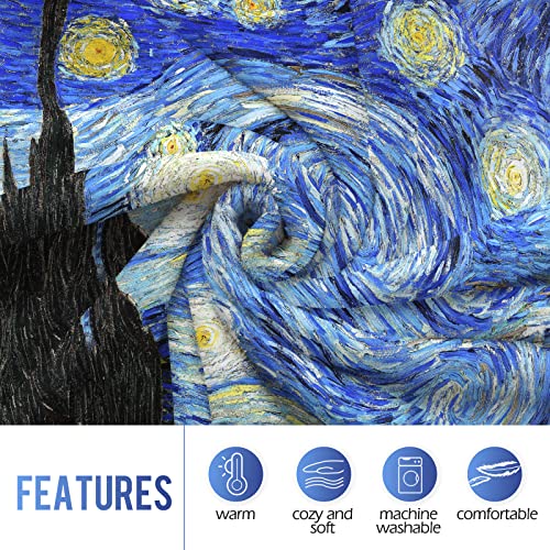 Levens The Starry Night Throw Blanket, Abstract Theme Decor for Couch Bed Sofa Travelling Camping, Birthday Christmas Soft Cozy Lightweight Flannel Fleece Blankets for Kids 50"x60" - Image 4