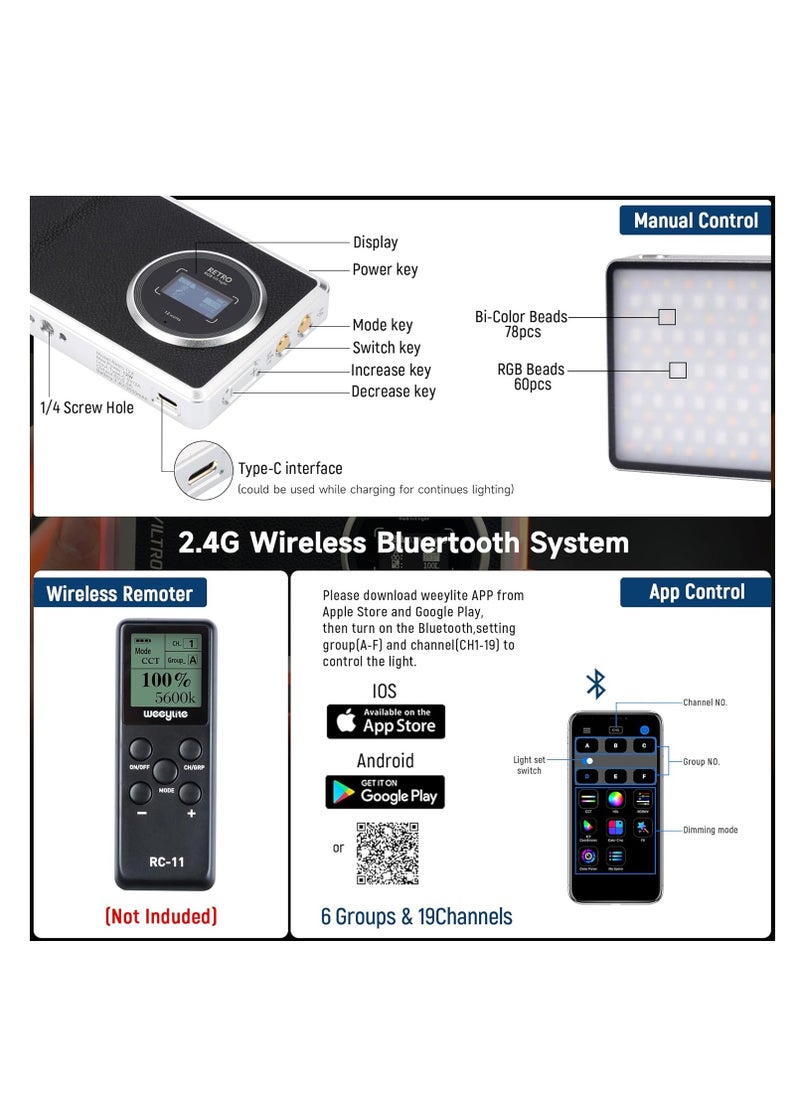 KASTWAVE - 12W RGB Camera Light, Portable Photography Lighting, RGB LED Video Light with App Control, Supports Used While Charging, Dimmable Panel Lamp, CRI97+/26 Scenes/2500K-8500K Mini On Camera Light - Image 1