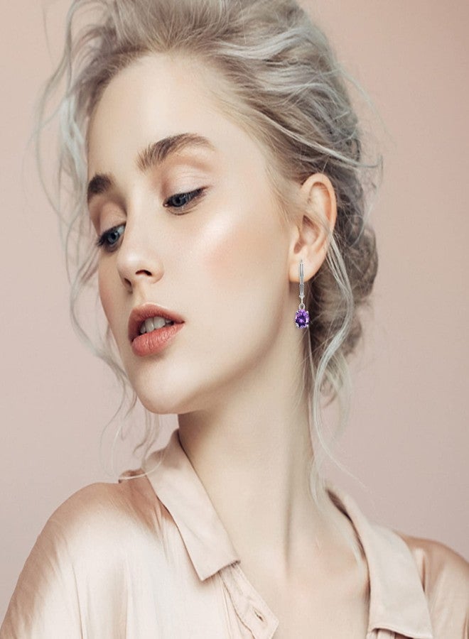 KesaPlan Multicolor Crystal Dangle Studs Earrings Set for Women 925 Silver Hypoallergenic Dangle Earrings Leverback Drop Earring Fashion Cubic Zirconia Leverback Stud Earring Sets Trendy Cubic Zirconia Jewelry Gifts for Women - Image 3