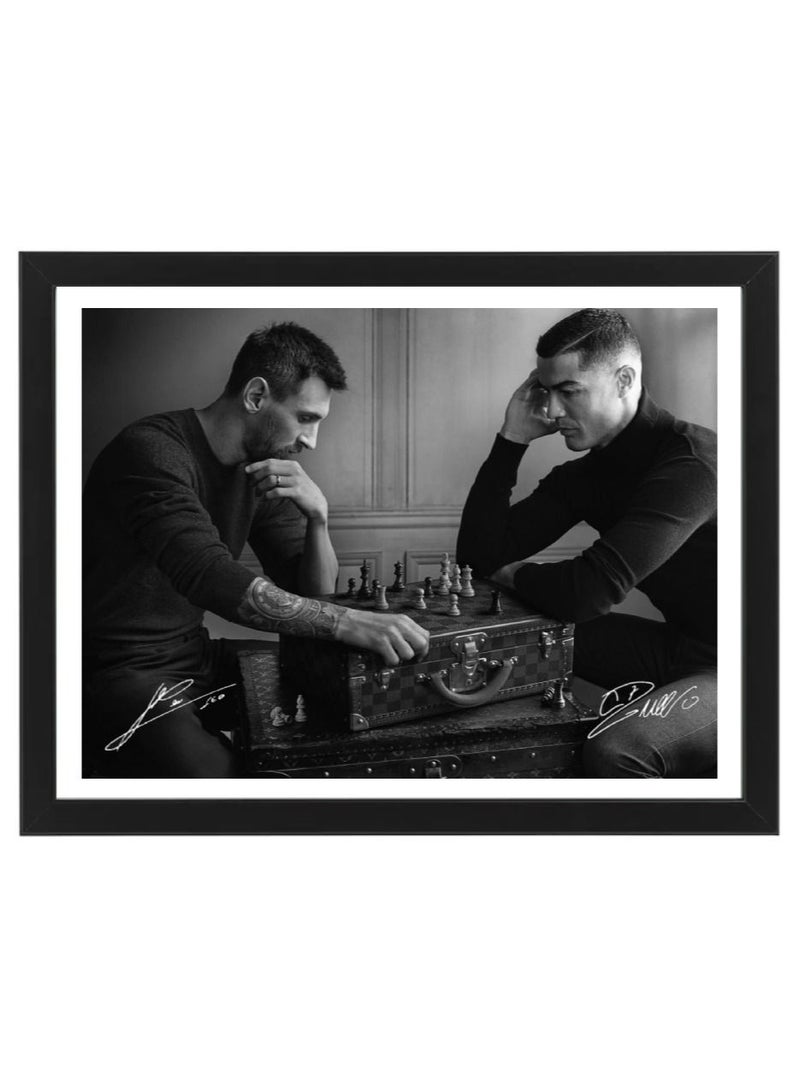Boomah Accessories Lionel Messi and Cristiano Ronaldo Playing Chess Poster with Frame 30x40cm