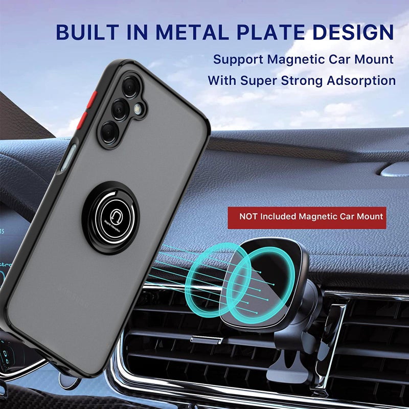 erorex For Samsung Galaxy M54 5G Q Shadow 1 Series TPU + PC Phone Case with Ring(Black+Black) - Image 4