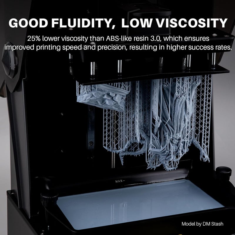 ELEGOO ABS-Like Resin 3.0+, Upgraded 3D Printer Photopolymer Resin, Higher Heat-Resistance Fast Curing High Precision Non-B Black 1000Gram - Image 3