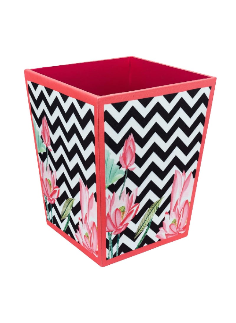 SEJ by Nisha Gupta SEJ by Nisha Gupta Dustbin Wooden Dustbin For Bedroom OpenTop Waste Dustbin 115L Open Dry Waste Dustbin For Home Office Garbage Bin Trash Can Wooden Dustbin MDF Wood Fabric Design  - Image 2
