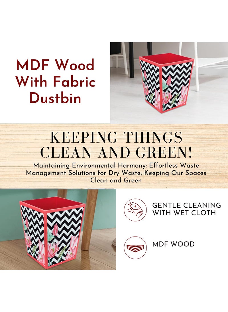 SEJ by Nisha Gupta SEJ by Nisha Gupta Dustbin Wooden Dustbin For Bedroom OpenTop Waste Dustbin 115L Open Dry Waste Dustbin For Home Office Garbage Bin Trash Can Wooden Dustbin MDF Wood Fabric Design  - Image 4