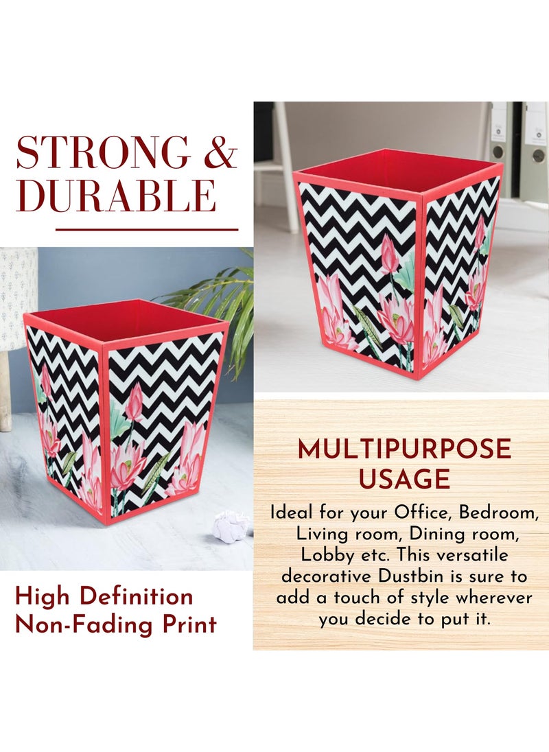 SEJ by Nisha Gupta SEJ by Nisha Gupta Dustbin Wooden Dustbin For Bedroom OpenTop Waste Dustbin 115L Open Dry Waste Dustbin For Home Office Garbage Bin Trash Can Wooden Dustbin MDF Wood Fabric Design  - Image 5