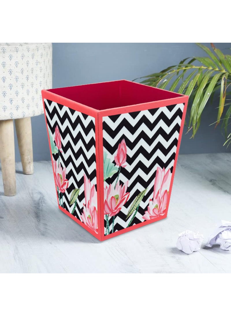 SEJ by Nisha Gupta SEJ by Nisha Gupta Dustbin Wooden Dustbin For Bedroom OpenTop Waste Dustbin 115L Open Dry Waste Dustbin For Home Office Garbage Bin Trash Can Wooden Dustbin MDF Wood Fabric Design  - Image 1