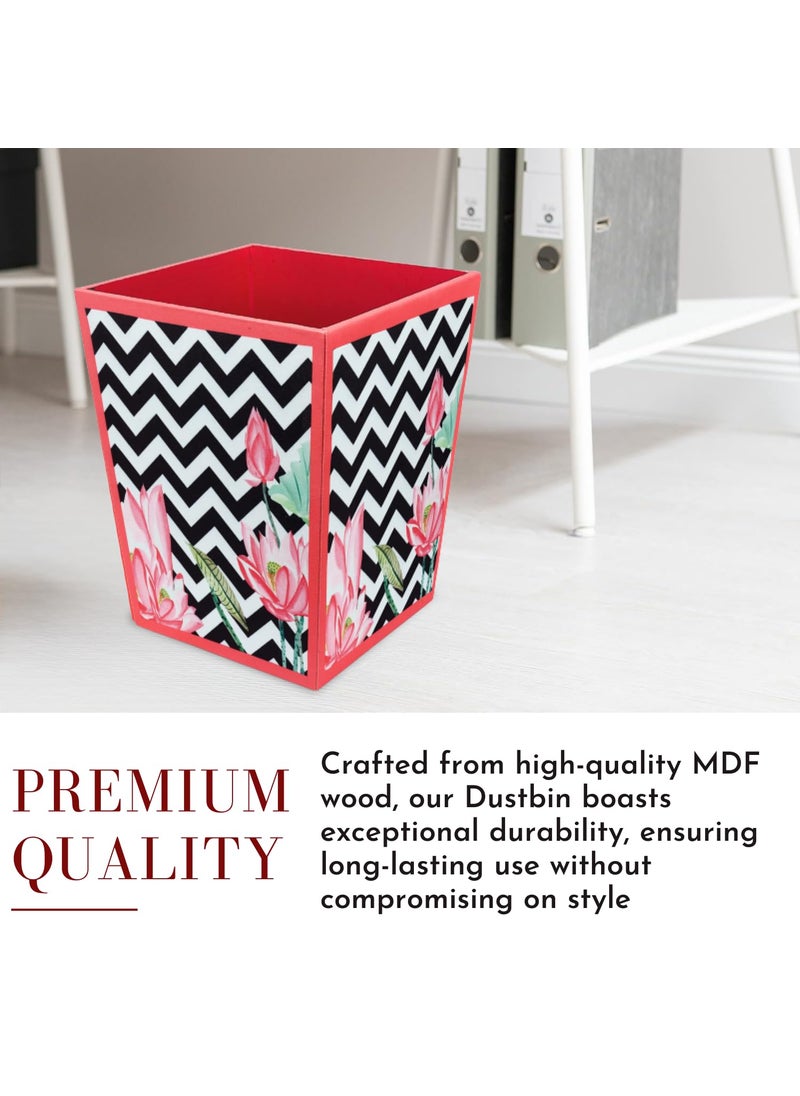 SEJ by Nisha Gupta SEJ by Nisha Gupta Dustbin Wooden Dustbin For Bedroom OpenTop Waste Dustbin 115L Open Dry Waste Dustbin For Home Office Garbage Bin Trash Can Wooden Dustbin MDF Wood Fabric Design  - Image 3