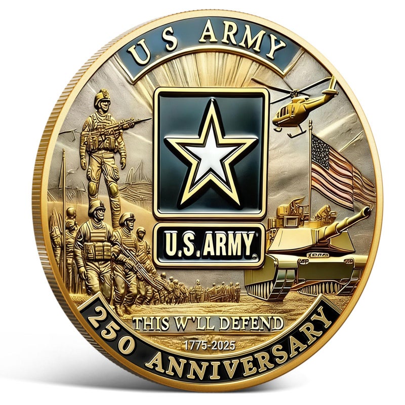 Touzanious 250th Anniversary US Army Commemorative Coin DoubleSided High Relief Design 17752025 Military Collector Coin Veteran Gift Patriotic Metal Challenge Coin Army - Image 2