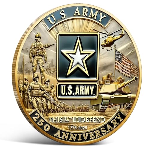 Touzanious 250th Anniversary US Army Commemorative Coin DoubleSided High Relief Design 17752025 Military Collector Coin Veteran Gift Patriotic Metal Challenge Coin Army - Image 1