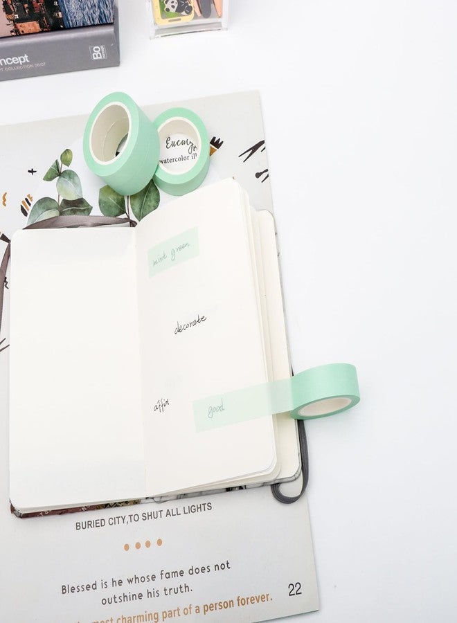 XiowDow 4 Rolls Pastel Mint Green Washi Tape 0.6inch Width Solid Color Masking Tape 32ft. Decorative Washi Tape Set for Arts Crafts Card Making Planner Notebook Decoration Journal Scrapbook Supplies - Image 3