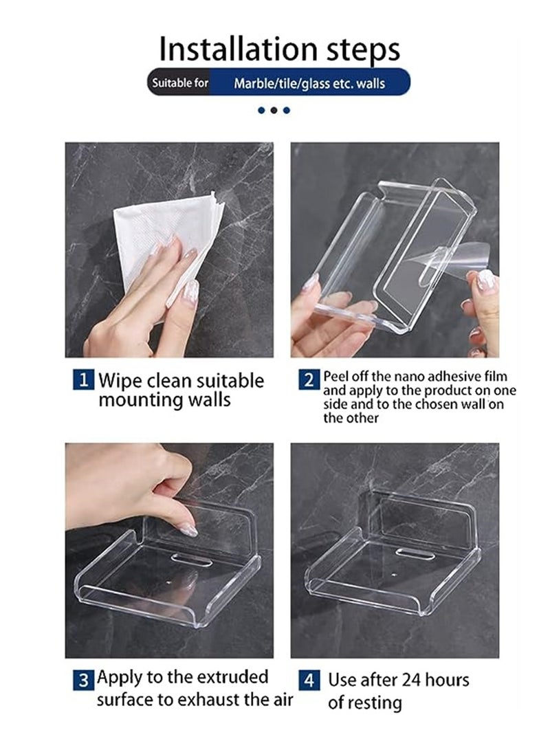 KASTWAVE رفوف حائط صغيرة عائمة من الأكريليك، رفوف عرض معلقة صغيرة مثبتة على الحائط، رف لاصق عالمي سهل التركيب بدون حفر، لكاميرات الأمن، وأجهزة مراقبة الأطفال، وسماعات ذكية، 2 قطع - Image 4