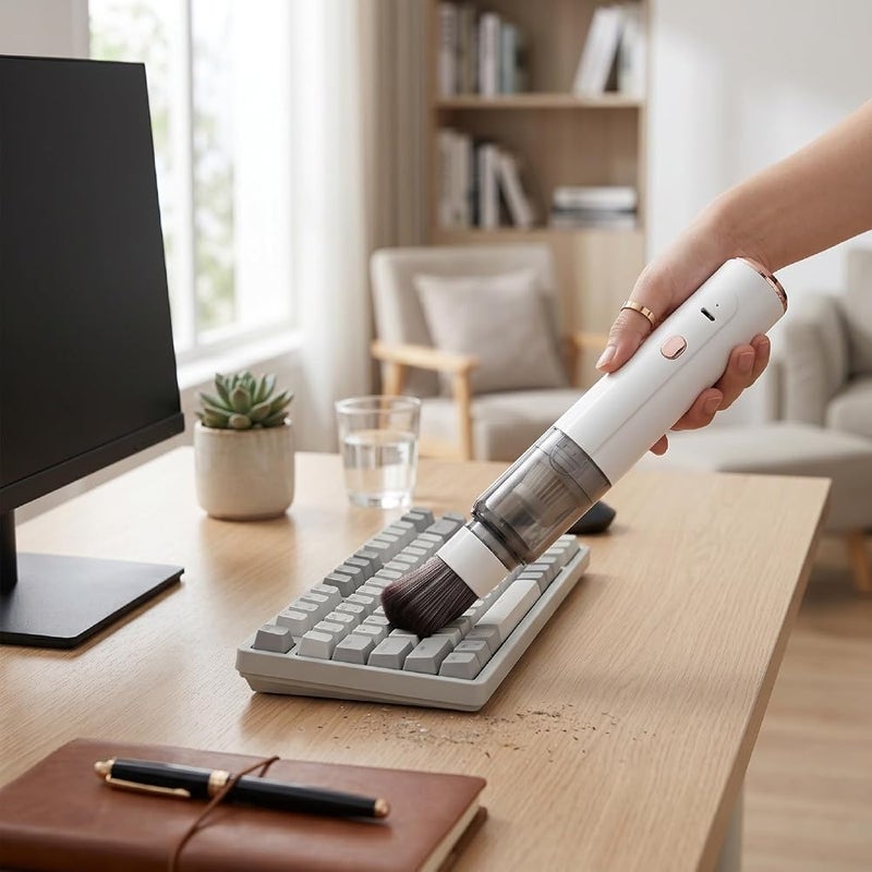 TOPINCN Mini Handheld Vacuum, Cordless Dual Use Soft Brush 42K RPM ABS body, 1500mAh lithium battery, blower for car interior desk coffee grinder, USB charging, 230g compact - Image 1