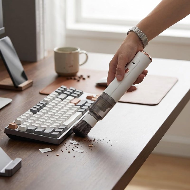 TOPINCN Mini Handheld Vacuum, Cordless Dual Use Soft Brush 42K RPM ABS body, 1500mAh lithium battery, blower for car interior desk coffee grinder, USB charging, 230g compact - Image 3