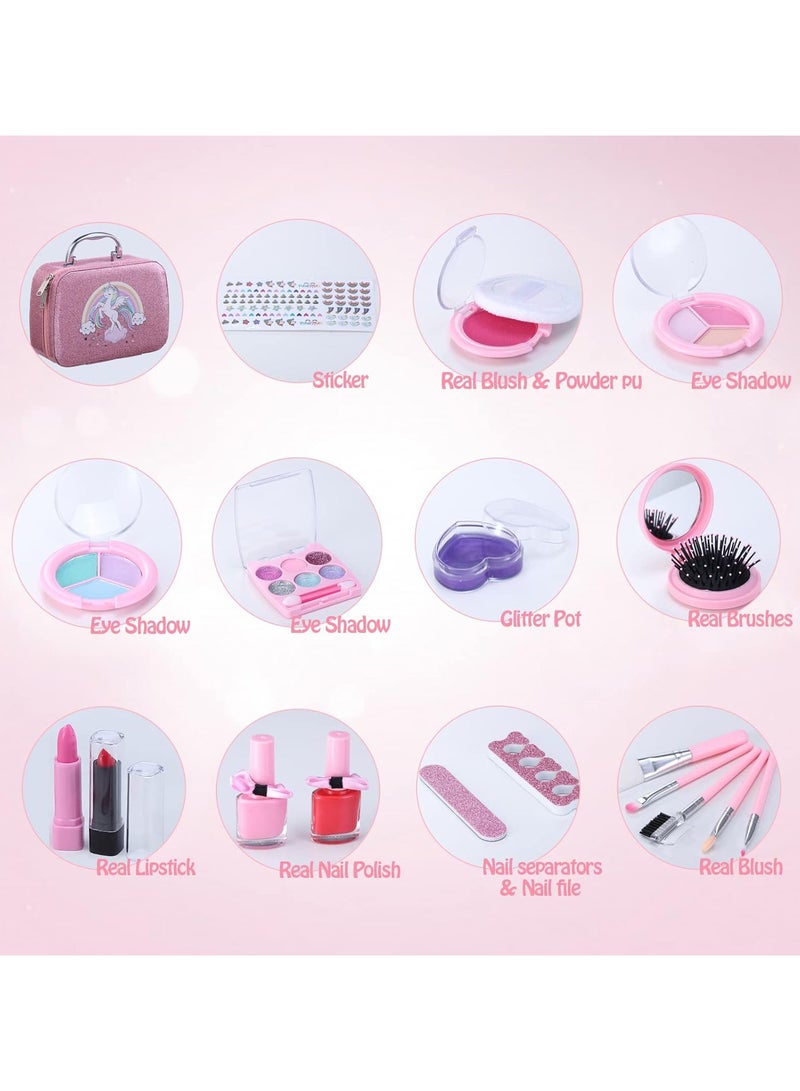 Kids Makeup Set for Girls, Washable Makeup Kit with Real Cosmetics for Young Girls, Birthday Gift for Kids, Makeup Set for Girls Ages 3 to 12. - Image 2