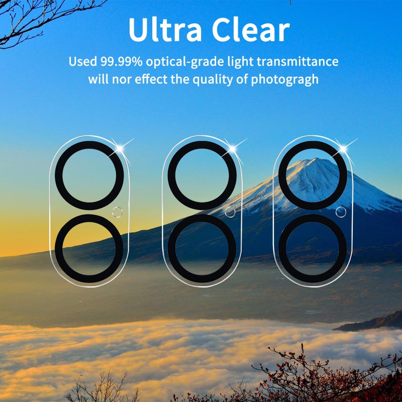 Dengduoduo 3 Pack Camera Lens Protector for iPhone 17, Tempered Glass, Ultra HD, 9H Hardness, Anti-Scratch, Case Friendly,[No Affect on Night Shots], Clear - Image 3