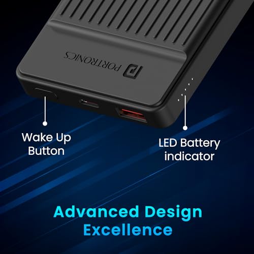 Portronics Luxcell B12 10,000mAh 12W Power Bank, Ultra Slim Power Bank with USB-A Output Port & Dual Input Ports (Micro & Type C) | BIS Certified |Type C Cable Included|Made in India(Dark Blue) - Image 4
