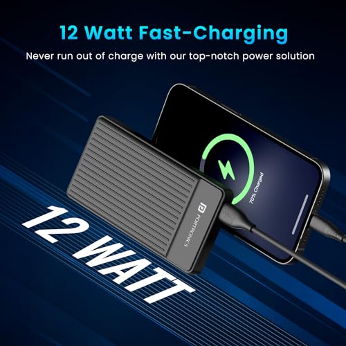 Portronics Luxcell B12 10,000mAh 12W Power Bank, Ultra Slim Power Bank with USB-A Output Port & Dual Input Ports (Micro & Type C) | BIS Certified |Type C Cable Included|Made in India(Dark Blue) - Image 2