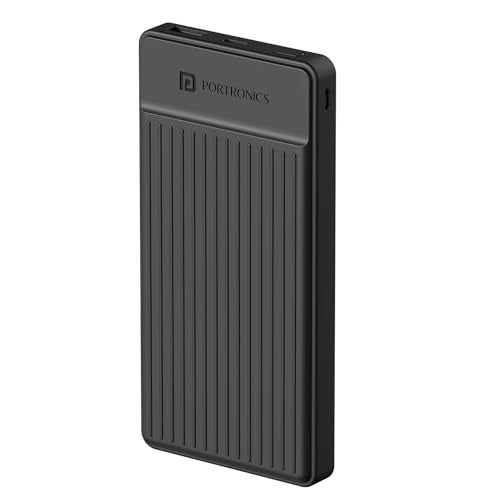 Portronics Luxcell B12 10,000mAh 12W Power Bank, Ultra Slim Power Bank with USB-A Output Port & Dual Input Ports (Micro & Type C) | BIS Certified |Type C Cable Included|Made in India(Dark Blue) - Image 1