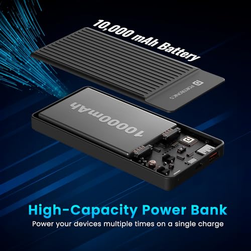 Portronics Luxcell B12 10,000mAh 12W Power Bank, Ultra Slim Power Bank with USB-A Output Port & Dual Input Ports (Micro & Type C) | BIS Certified |Type C Cable Included|Made in India(Dark Blue) - Image 5