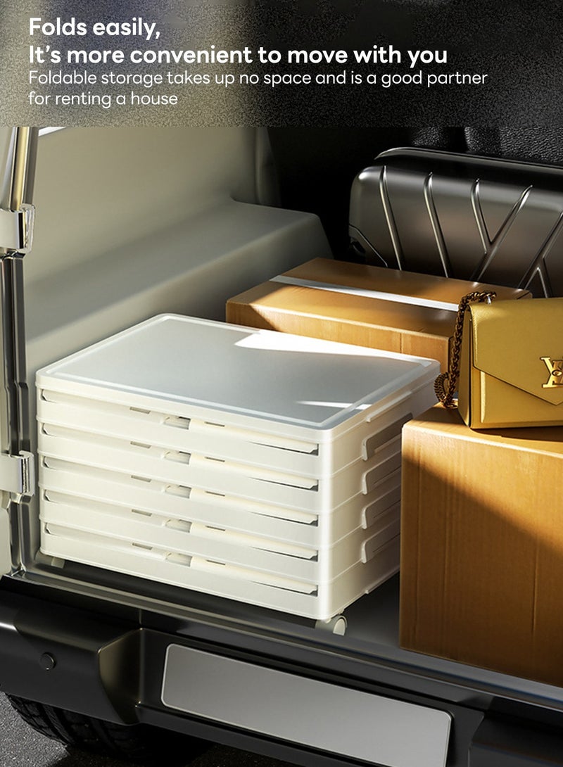 Sharpdo 5-Layer Transparent Shoe Box Storage Box Shoe Cabinet, Installation-Free Folding Design with Universal Wheel Storage Box 39*28*113.5CM - Image 4