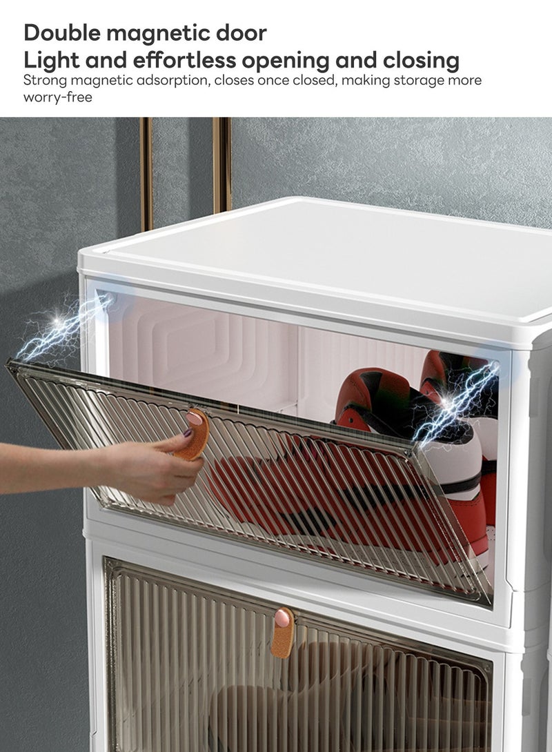 Sharpdo 5-Layer Transparent Shoe Box Storage Box Shoe Cabinet, Installation-Free Folding Design with Universal Wheel Storage Box 39*28*113.5CM - Image 2