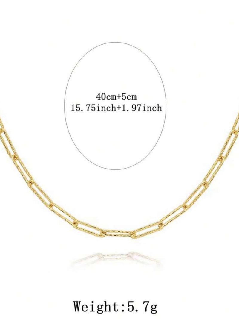 إيكوال سلسال نسائي بتصميم عصري وأنيق مصنوع من الاستانلس ستيل مطلي باللون الذهبي عيار 18 - Image 4