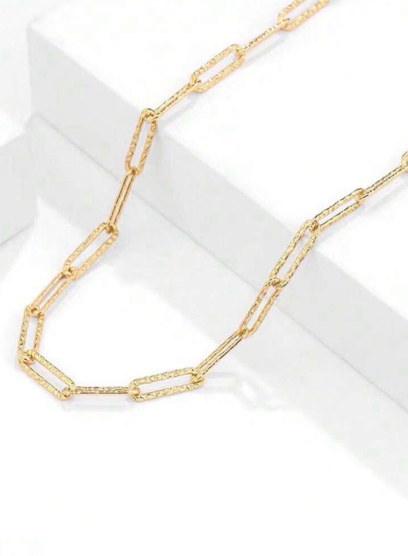 إيكوال سلسال نسائي بتصميم عصري وأنيق مصنوع من الاستانلس ستيل مطلي باللون الذهبي عيار 18 - Image 2