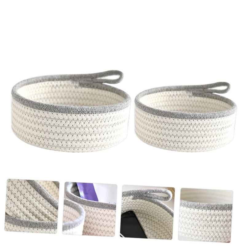 2Pcs Woven Storage Baskets for Home Organization in Natural Color Desktop Nursery Decor - Image 5