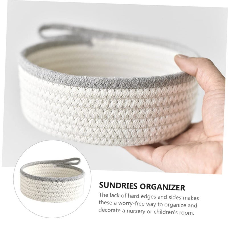 2Pcs Woven Storage Baskets for Home Organization in Natural Color Desktop Nursery Decor - Image 4