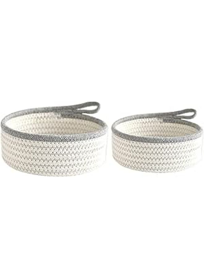 2Pcs Woven Storage Baskets for Home Organization in Natural Color Desktop Nursery Decor - Image 1