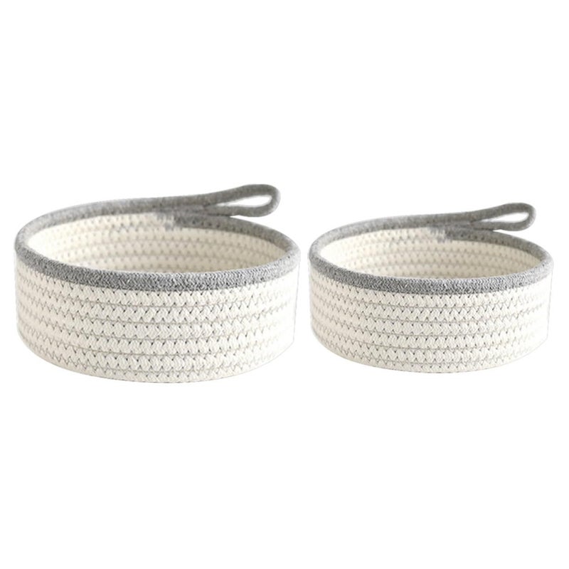 2Pcs Woven Storage Baskets for Home Organization in Natural Color Desktop Nursery Decor - Image 2