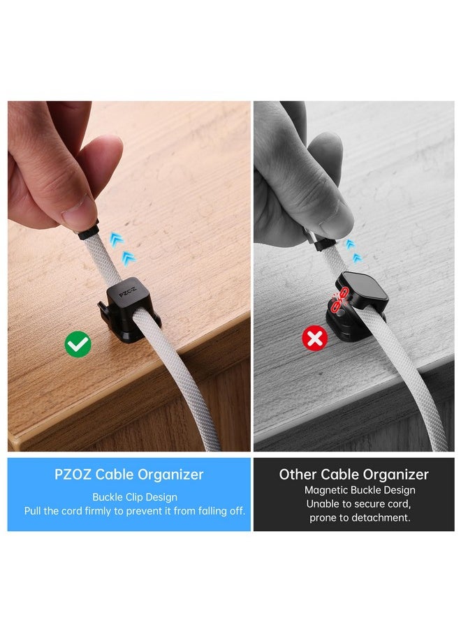 Pzoz PZOZ 6 Pack Cord Organizer, Adhesive Charger Cable Clips, Wire Holder Keeper Organizer, Charging USB Cable Management for Home Office Desk Phone Car Wall Desktop Nightstand (Black)  - Image 2