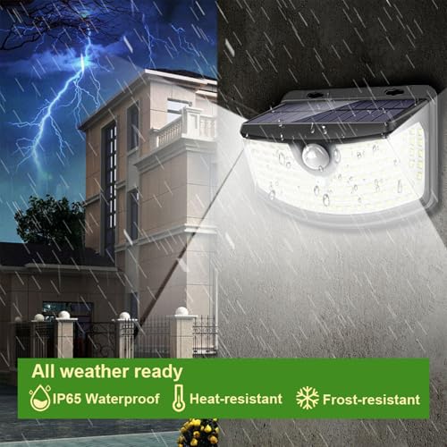Aootek أضواء استشعار الحركة الشمسية الجديدة من Aootek 120 LED مع عاكس الأضواء، زاوية واسعة 270°، مقاومة للماء IP65، أضواء خطوات للباب الأمامي، الفناء، المرآب، السطح (عبوة 8 قطع مع زر العودة) - Image 2