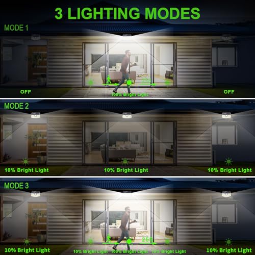 Aootek أضواء استشعار الحركة الشمسية الجديدة من Aootek 120 LED مع عاكس الأضواء، زاوية واسعة 270°، مقاومة للماء IP65، أضواء خطوات للباب الأمامي، الفناء، المرآب، السطح (عبوة 8 قطع مع زر العودة) - Image 4