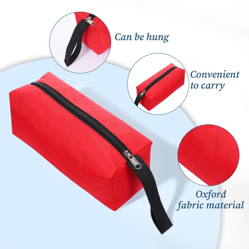 Alrhso Small Tool Bag Red Zipper Bags Utility Tool Pouch Bag Small Canvas Pouch Fabric Tools Pouches for Tools Screws Screwdrivers, Pliers, Storage Organizer - Image 2
