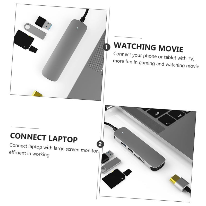 مُوَسِّع USB C مع منفذ HDMI، مصنوع من سبائك الألومنيوم، لتوصيل أجهزة الكمبيوتر المحمولة - Image 5