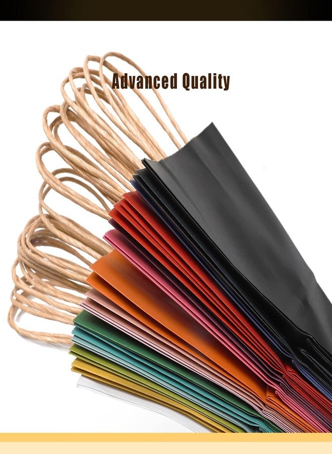 qiqee 100Pcs Medium Size Paper Gift Bags with Handles - 11"x8.3"x4.3" Kraft Small Party Bags - 16 Solid Colors - Image 5