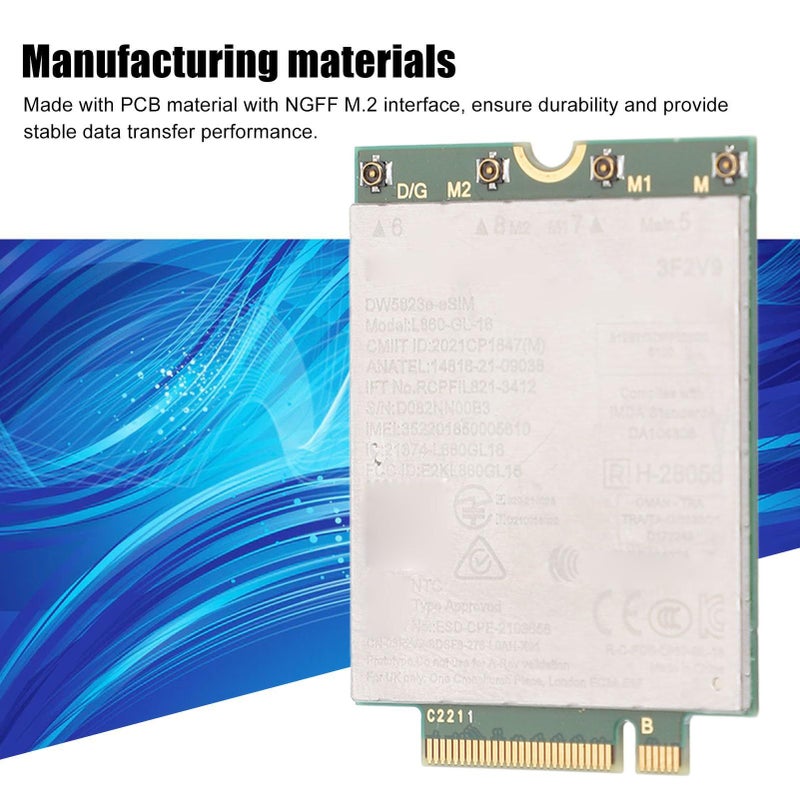 L860 GL 16 Dw5823E ESIM 4G LTE Network Card 1Gbps Internet Speed NGFF M2 Interface Global Network Compatibility for Computers Laptops Latitude 3440 3540 7440 3480 3581 - Image 3