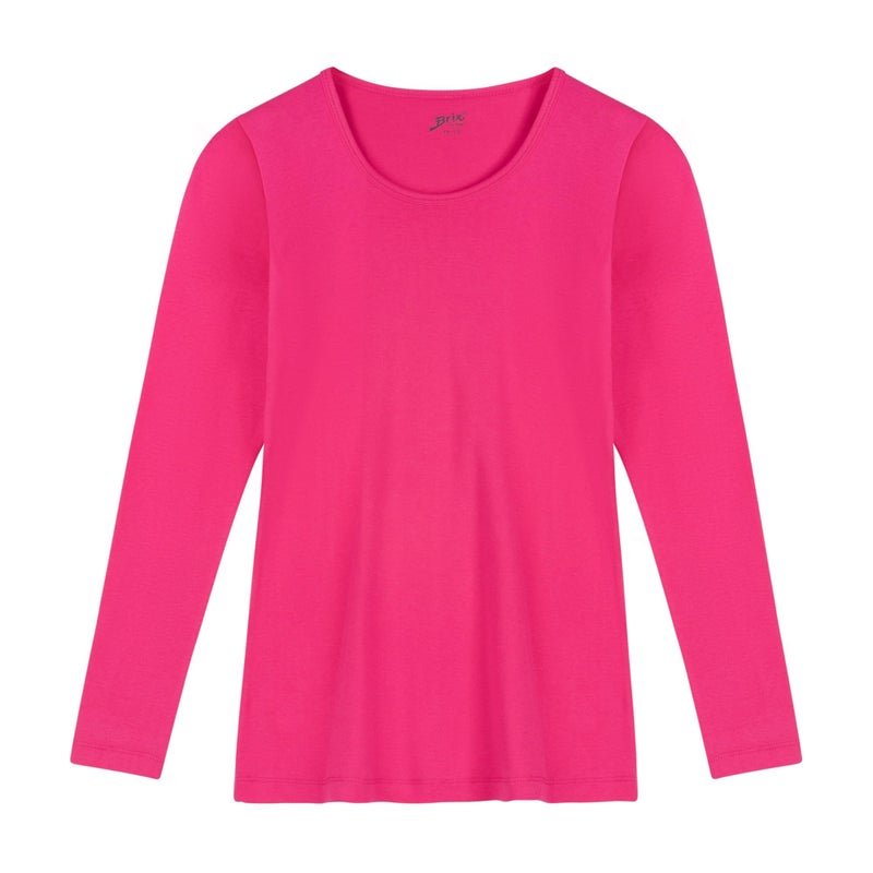 Brix Girls' Long Sleeve Tees - 100% Cotton Tagless 4 -Pack Crew Neck Super Soft Cotton T Shirts. (US, Age, 3 Years, 4 Years, Purple, Black, Red, Fuschia Pink) - Image 4