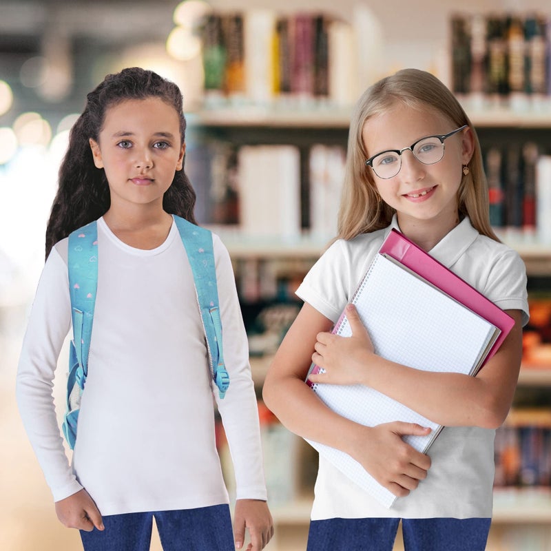 Brix Girls' Long Sleeve Tees - 100% Cotton Tagless 4 -Pack Crew Neck Super Soft Cotton T Shirts. (US, Age, 3 Years, 4 Years, Purple, Black, Red, Fuschia Pink) - Image 3