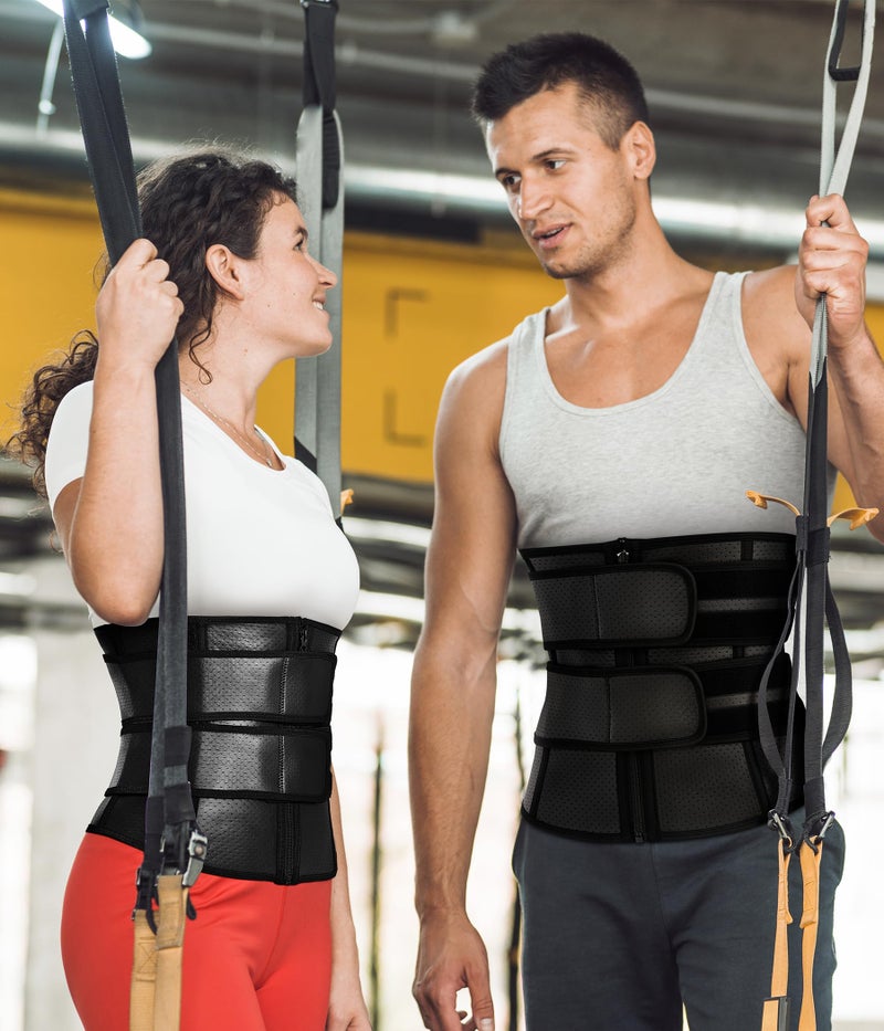 MOLUTAN Waist Trainer Trimmer for Men Tummy Control Shapewear Neoprene Sweat Belt Slimming Body Shaper Black - Image 2