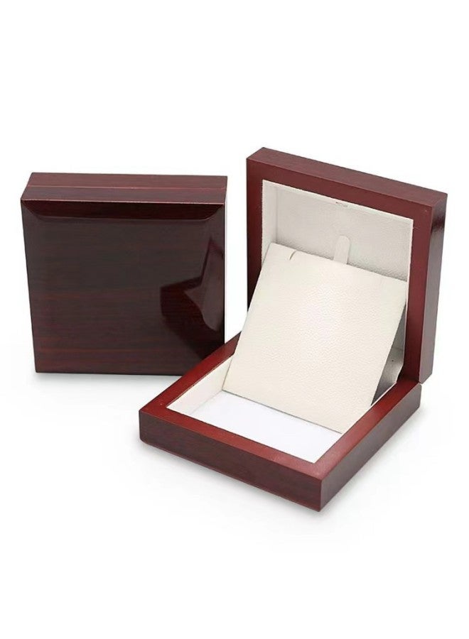 WAOKN Solid Wood Necklace Jewelry Storage Box with Fill Light, Retro Wooden Pendant Box, Elegant Necklace Storage Box, Engagement Anniversary Valentine's Day Gift (Red)  - Image 3