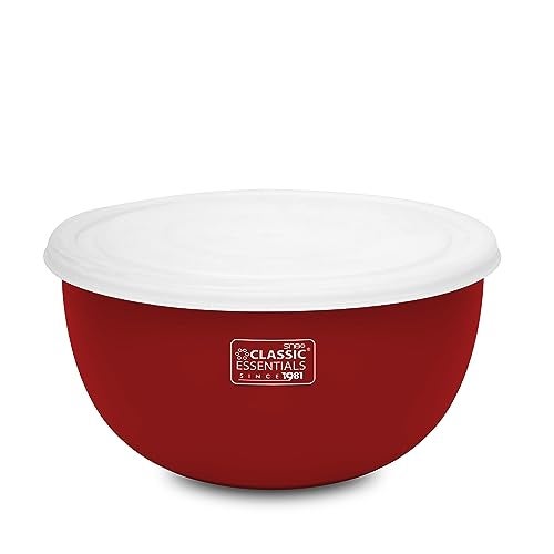 CLASSIC ESSENTIALS Stainless Steel Microwave Safe Mixing Bowls Set with Lid (Red) | Food Serving and Storage Containers | Scratch Resistant | Set of 3 (500 ml, 750 ml & 1250 ml) - Image 4