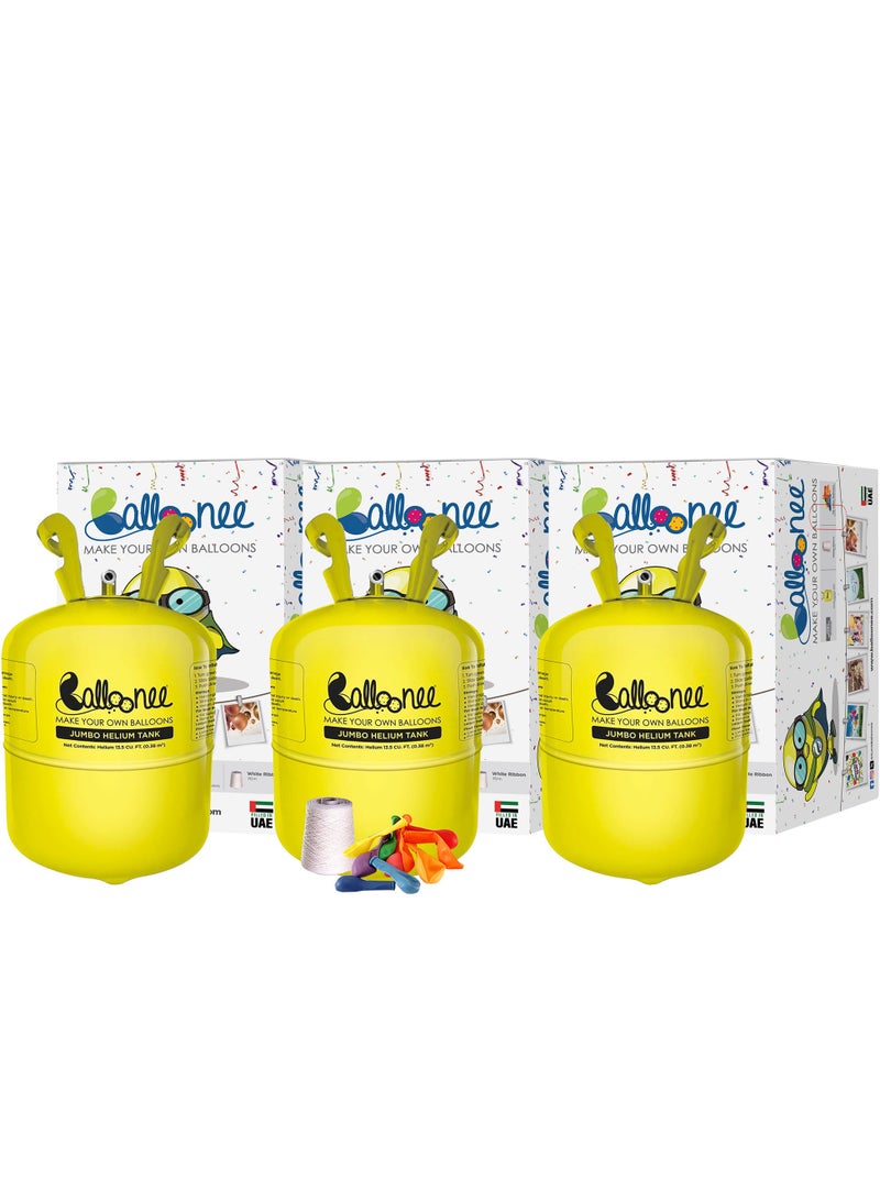 Balloonee Jumbo Disposable Helium Party Kit - Pack of 3, Helium Tank for Balloons At Home - Image 1