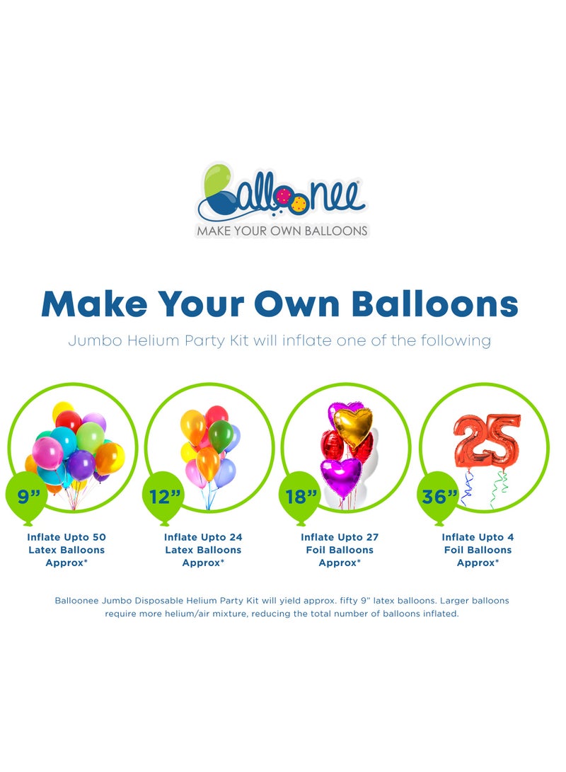 Balloonee Jumbo Disposable Helium Party Kit - Pack of 3, Helium Tank for Balloons At Home - Image 4
