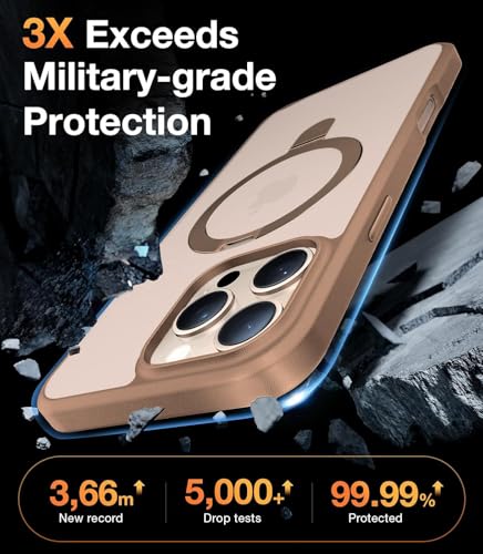 AIBEX Back Cover for Apple iPhone 14 Pro Max with OStand Ring Kickstand| Mag-Saf Compatible Magnetic Metal Alloy Ring| Wireless Charging|Slim Thin Scratch Resistant Armor|Shockproof Protective - Brown - Image 5